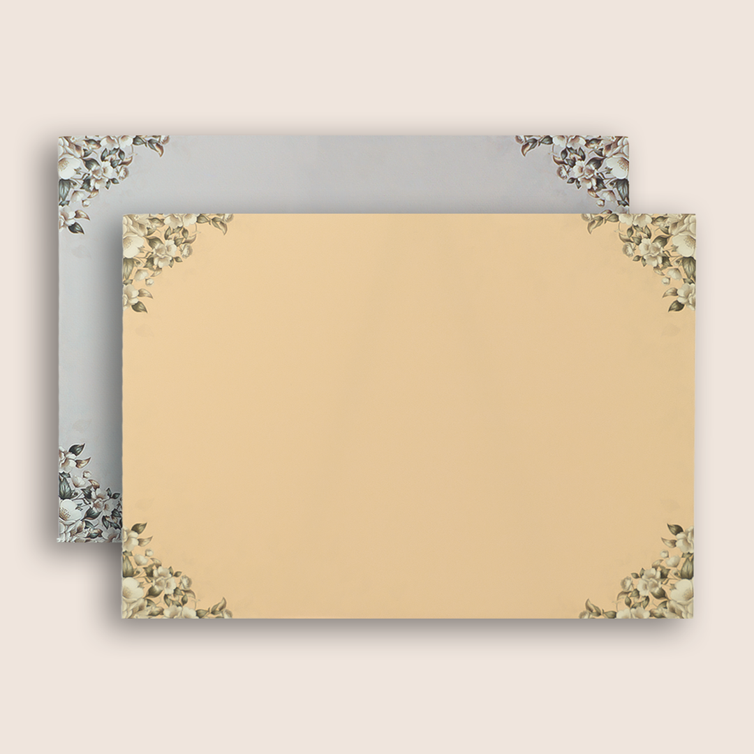 Royal Blue Floral Padded Wedding Card - KAA06130