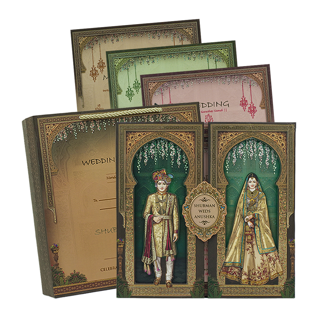 Brown Bride Groom Luxury Invitation Box - KRB09950