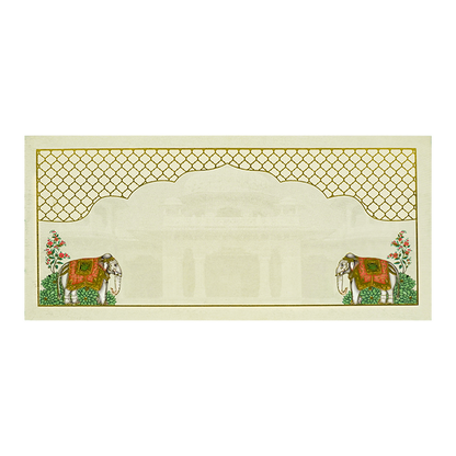 Cream Elephant Arch Design Money Envelope - KRCE4930