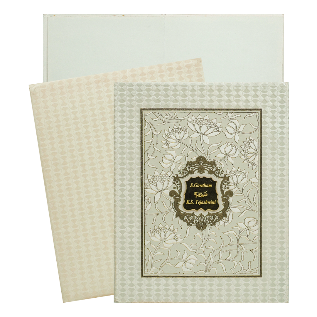 Cream Floral Padded Wedding Card- KNRB5505