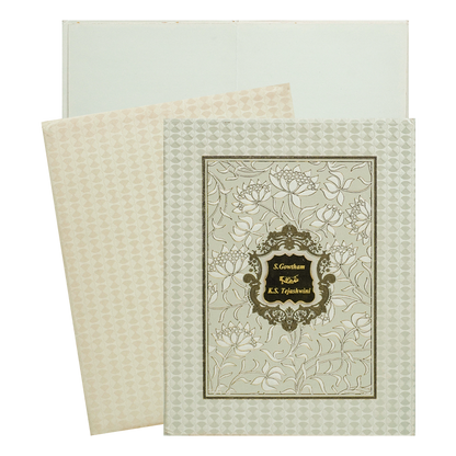 Cream Floral Padded Wedding Card- KNRB5505