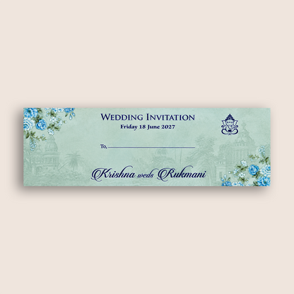 Blue MDF Floral Three Fold Wedding Card - KJTS1908