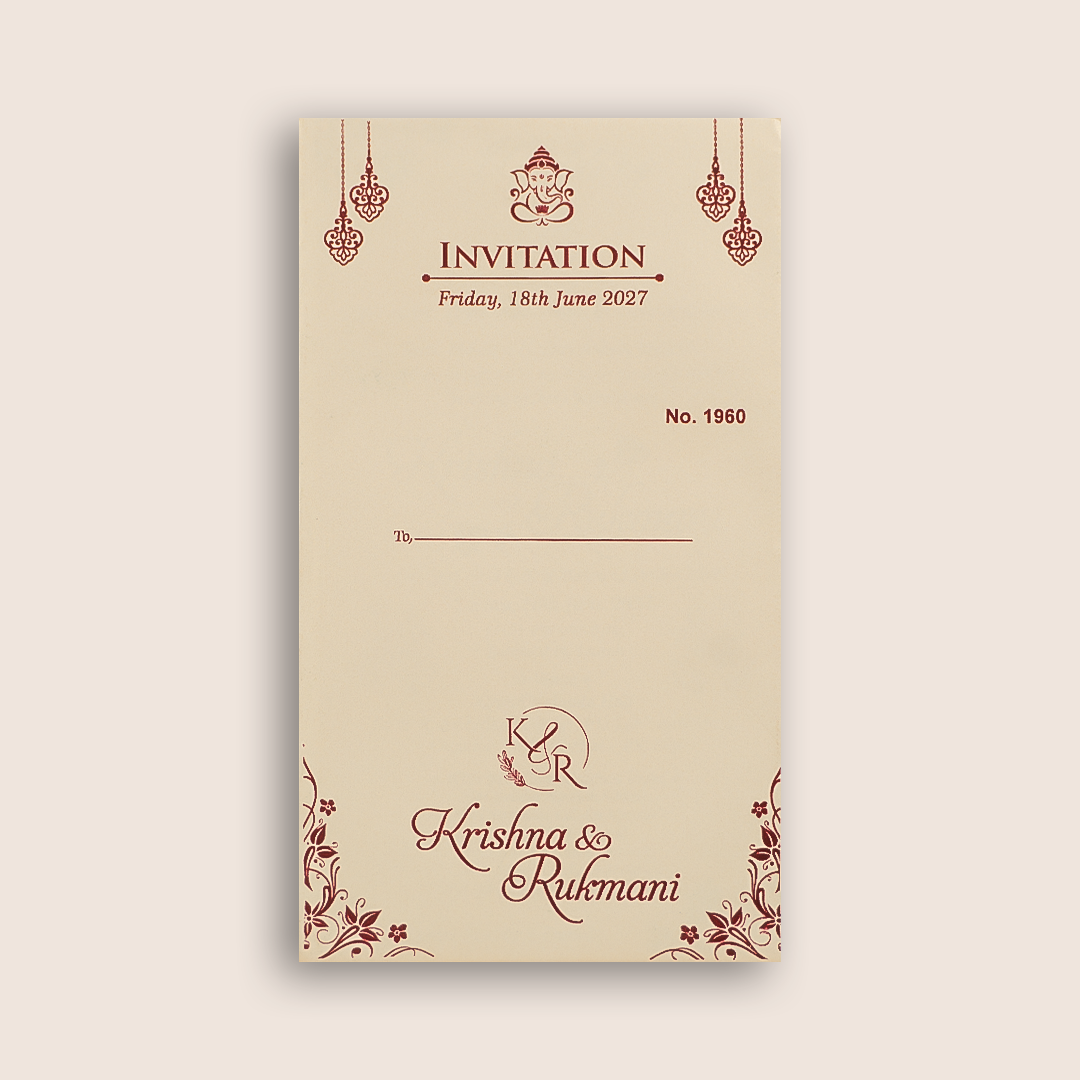 Cream Floral Wedding Invitation Card - KJTS1960