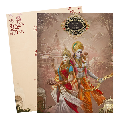 Rama Sita Traditional Padded Wedding Card - KSH72350