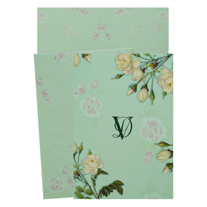 Green Rose Floral Wedding Card-KNPP682G