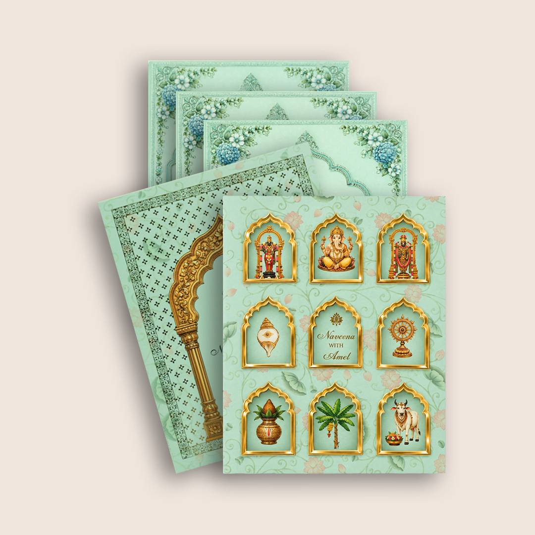 Pastel Green Lord Balaji Padmavadhi Premium Wedding Invitation - KNLW202582