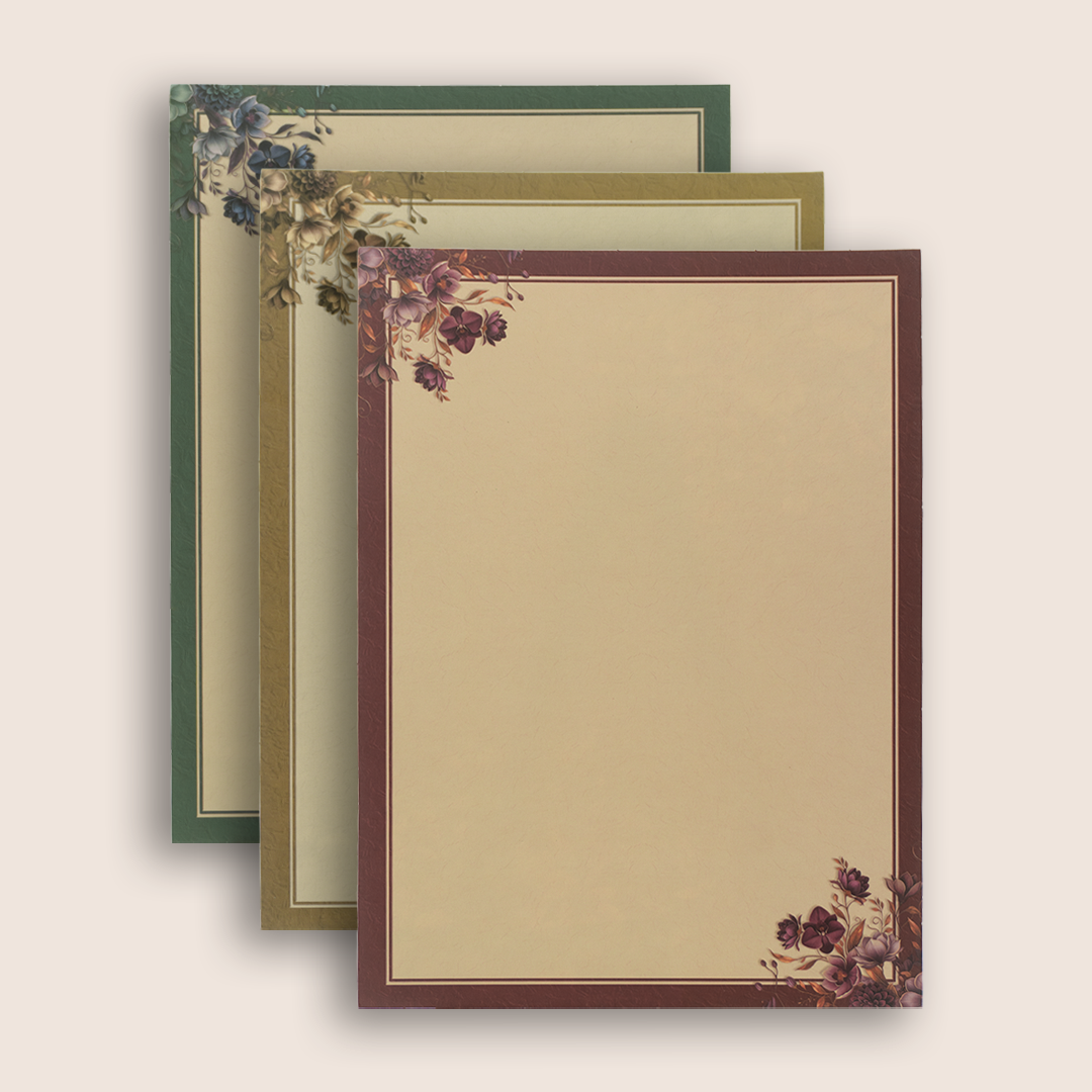 Dark Maroon Floral Padded Wedding Card - KAA05810