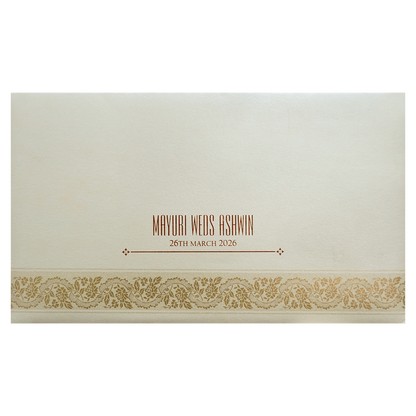 Ivory Gold Regal Wedding Card-KPR06420