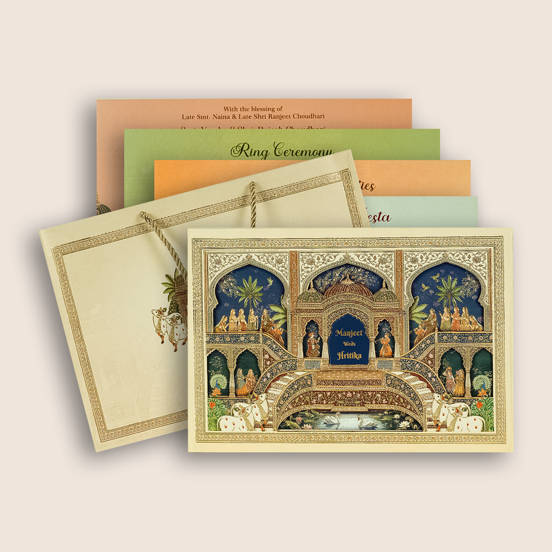 Cream Royal Palace Premium Wedding Invitation Box - KSI33230