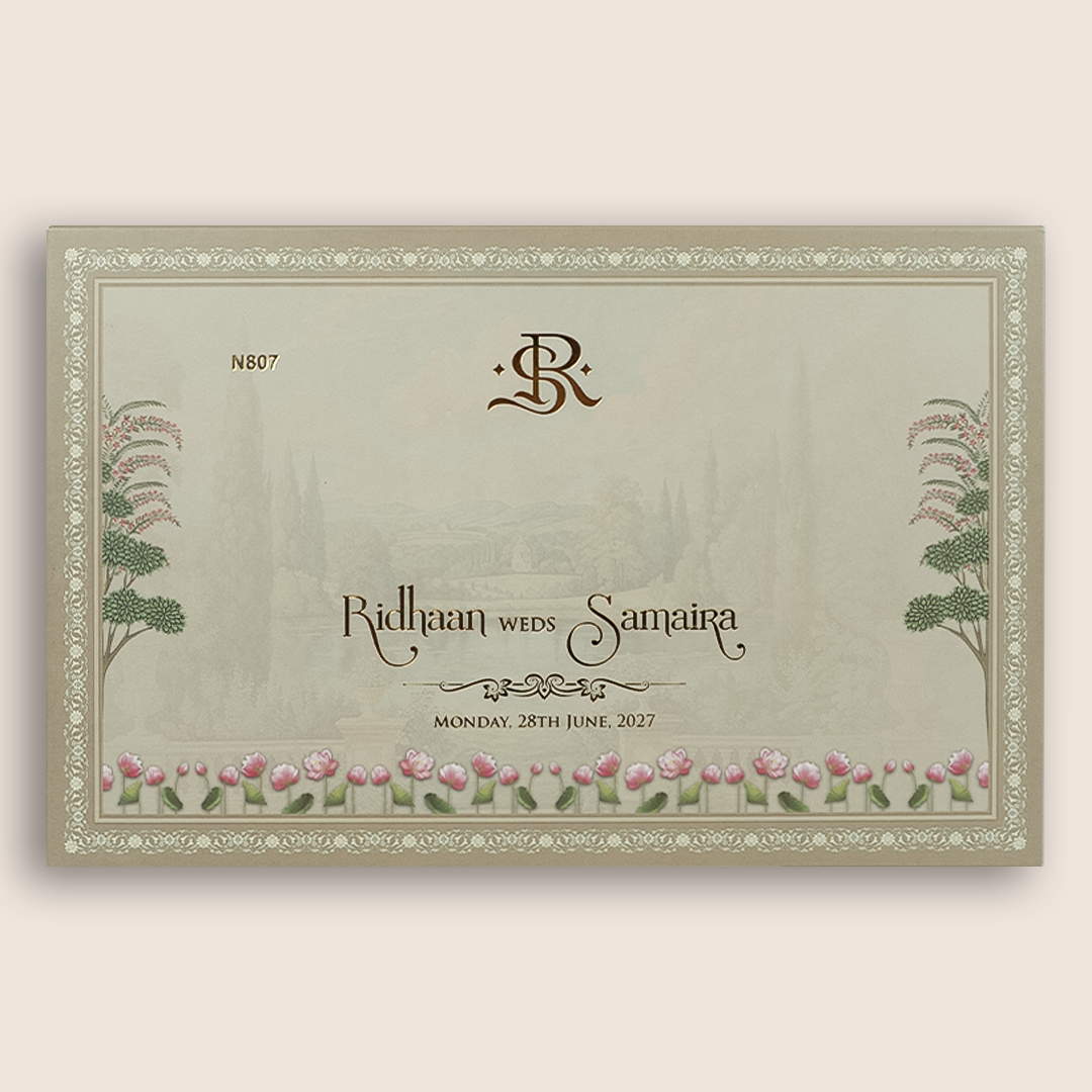 Light Brown Padded Laser Cut Marriage Card - KVN08070