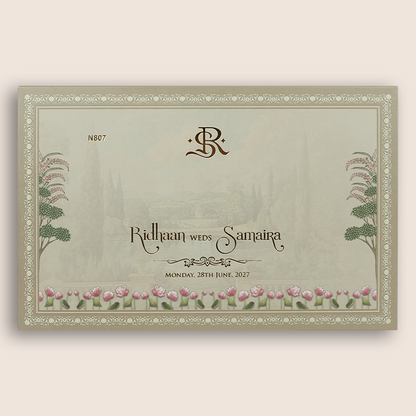 Light Brown Padded Laser Cut Marriage Card - KVN08070