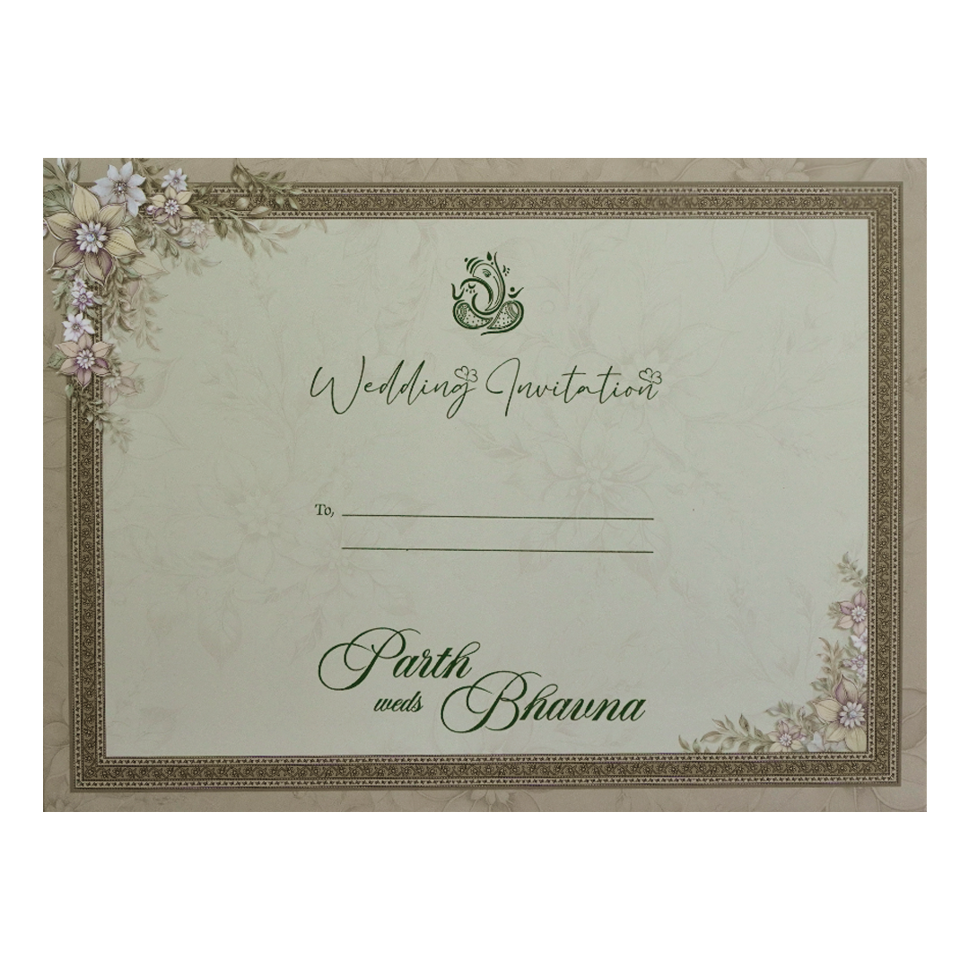 Grey Floral Padded Wedding Card- KSH72480