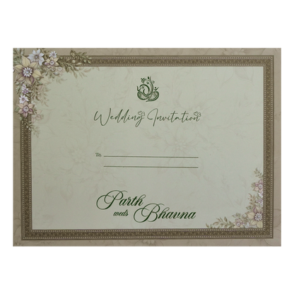 Grey Floral Padded Wedding Card- KSH72480