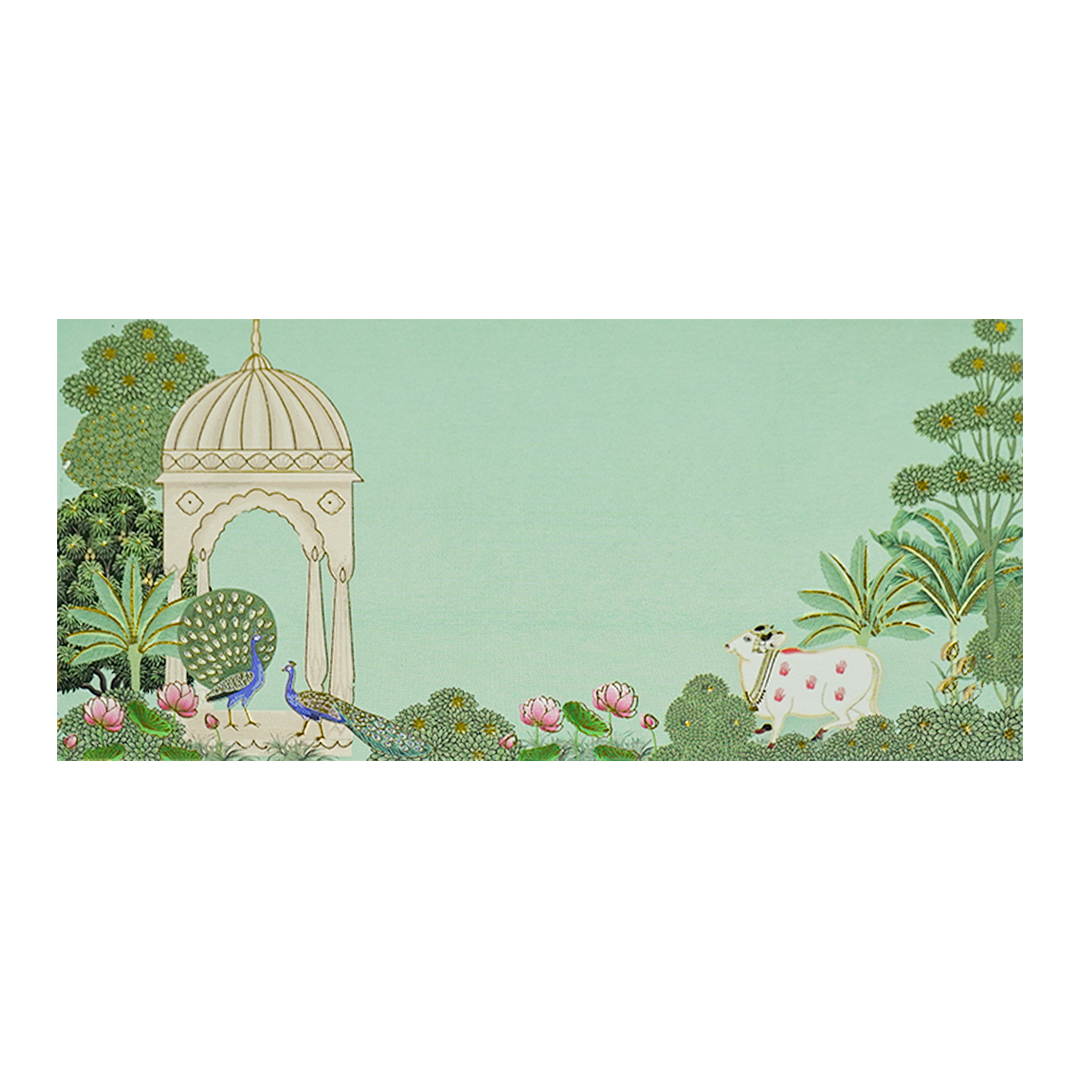 Green Tropical Jharokha Money Envelope - KRCE4820