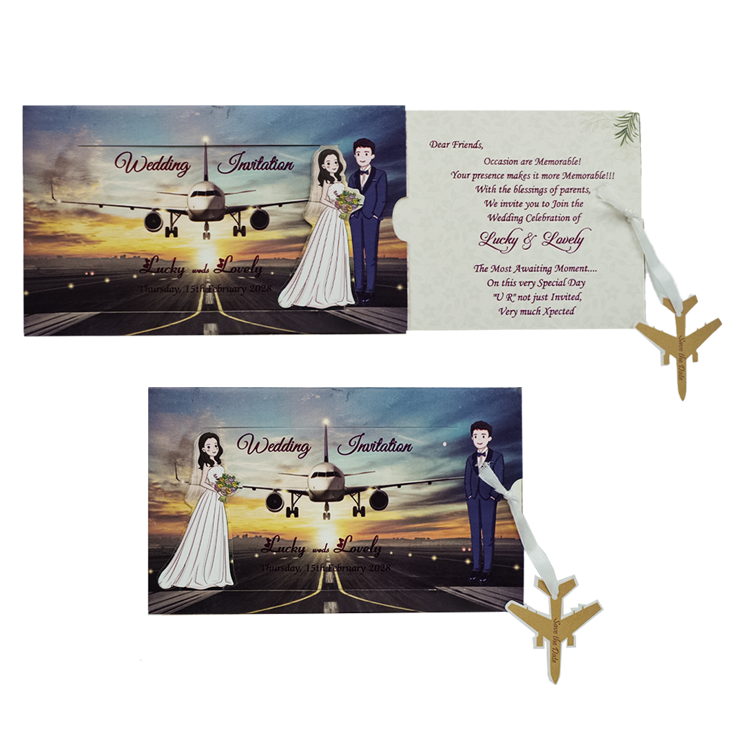 Blue Bride Groom Slide Invitation Card-KNKRL001
