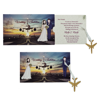 Blue Bride Groom Slide Invitation Card-KNKRL001