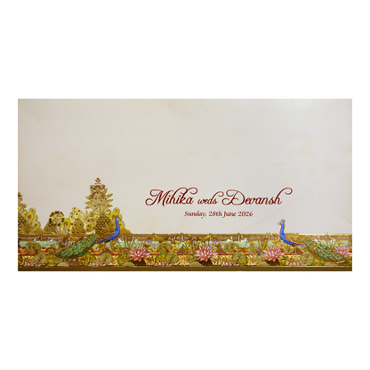 Pink Embossed Ganesha Boxed Type Wedding Card-KPR06450
