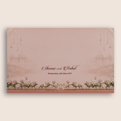 Pink Embossed Floral Invitation Card - KPR07110