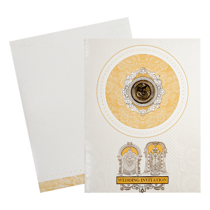 White Ganesha Balaji Wedding Card-KNJS2085Y