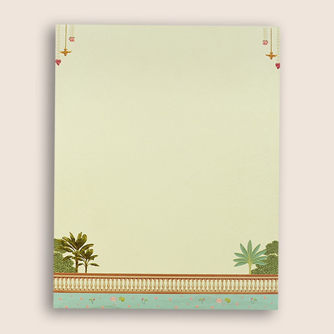 Cream South Indian Temple Door Style Wedding Invitation - KNKJ1167