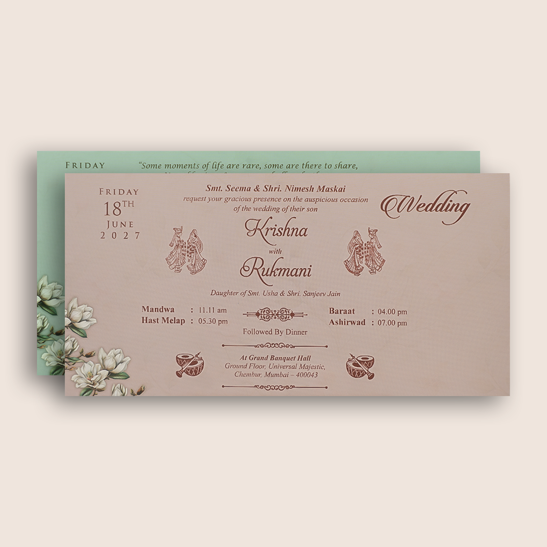 Pastel Green Floral Wedding Card - KJTS1933