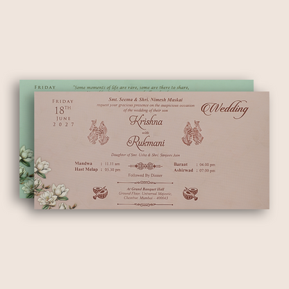 Pastel Green Floral Wedding Card - KJTS1933