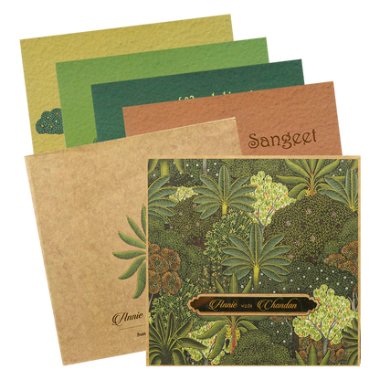 Green Forest Floral Padded Wedding Card-KBM05200