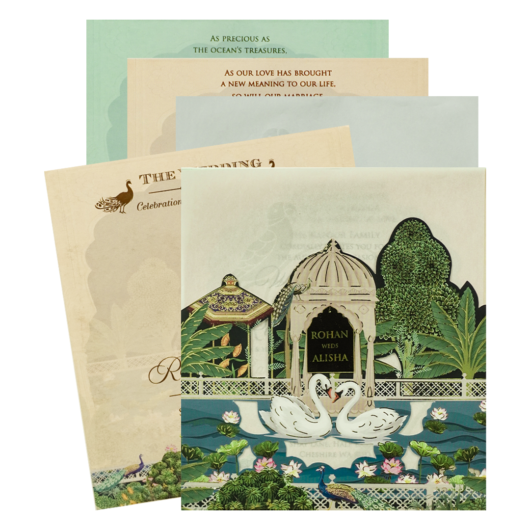 Luxury Cream Garden Laser-Cut Wedding Card - KFR16220