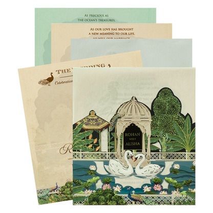 Luxury Cream Garden Laser-Cut Wedding Card - KFR16220