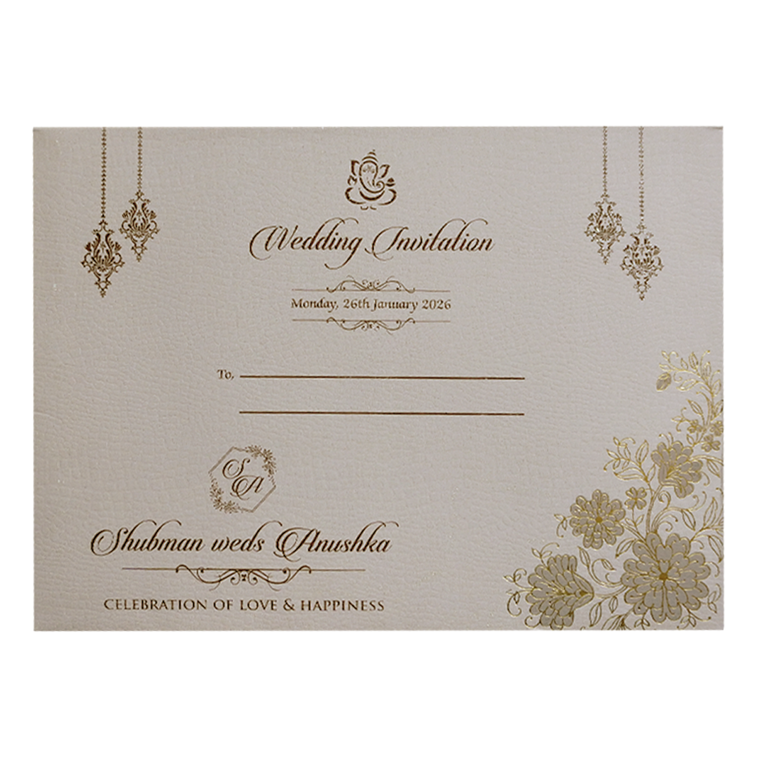 Royal Lavender Padded Embossed Gold Door Style Wedding Invitation Card-KRB09660