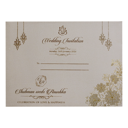 Royal Lavender Padded Embossed Gold Door Style Wedding Invitation Card-KRB09660