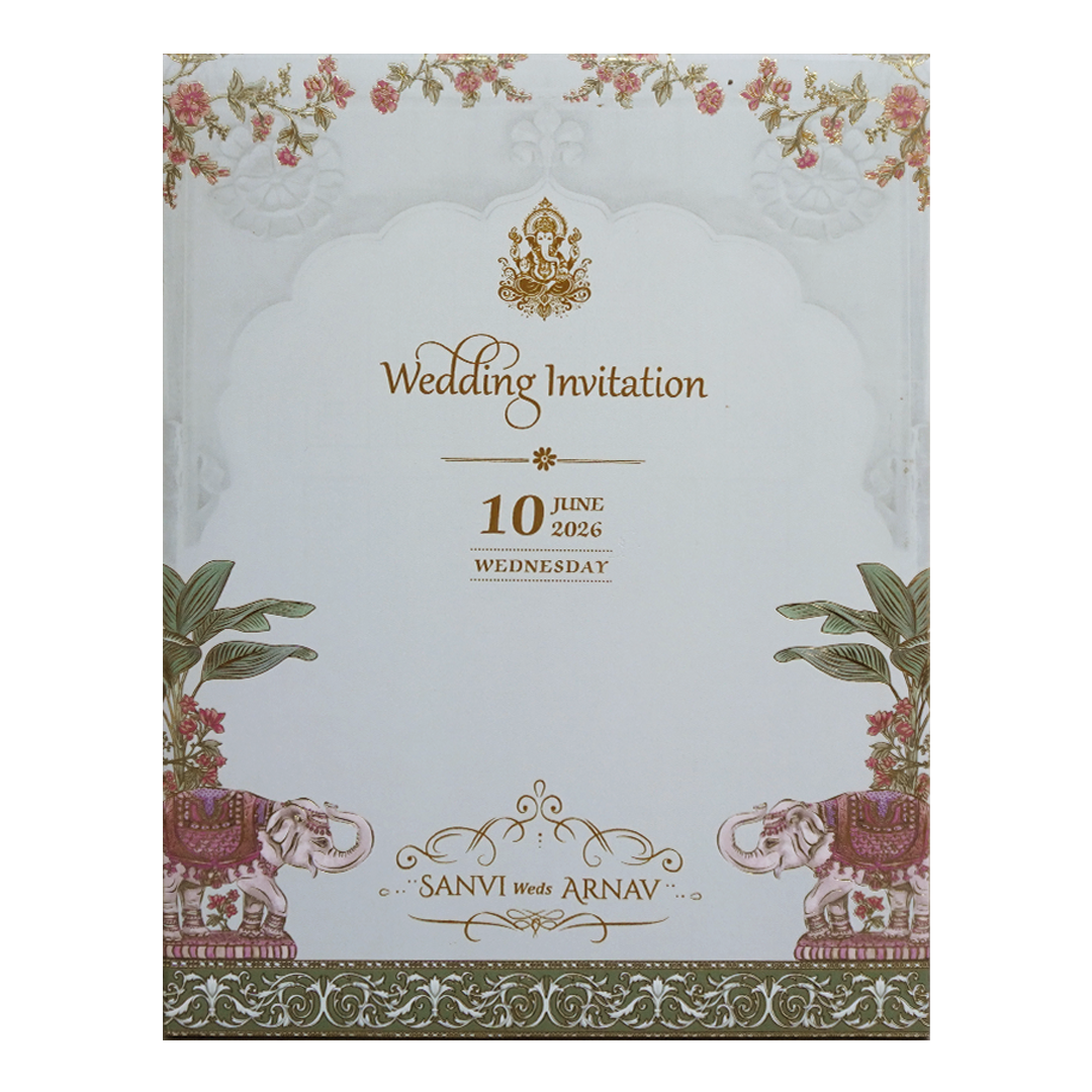 Mint Green Padded Elephant Wedding Card- KVN07720