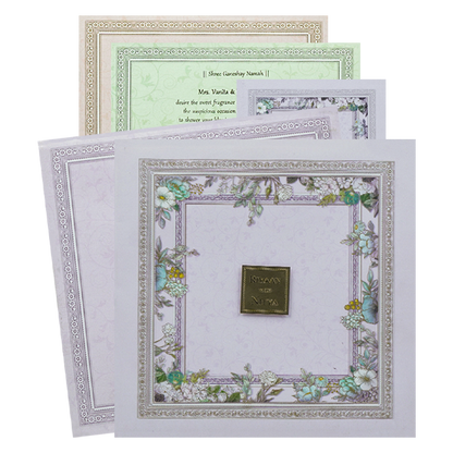 Lavender Floral Padded Wedding Card-KRC31130