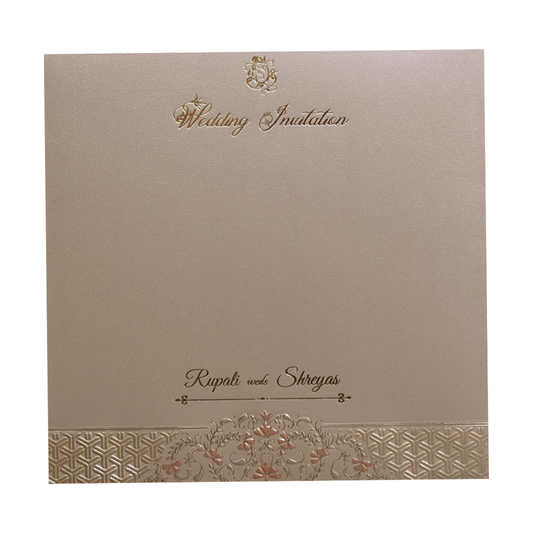 Gold Geometric Padded Wedding Card -KMMWD1104
