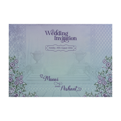 Sage Lavender Padded Floral Door Wedding Invitation - KVN07310