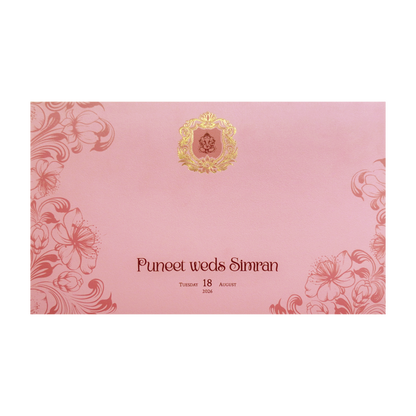 Blush Pink Floral Crest Wedding Invitation Card-KPR24520