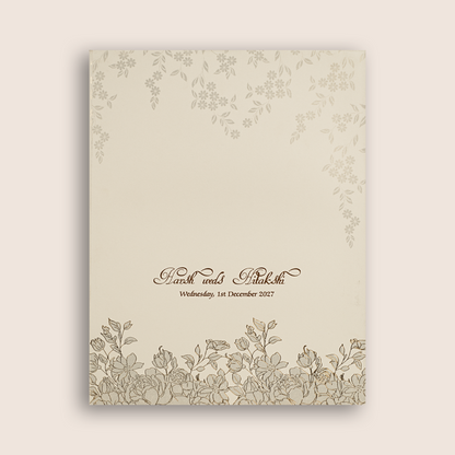 White Floral Embossed Padded Invitation Card - KPR010220