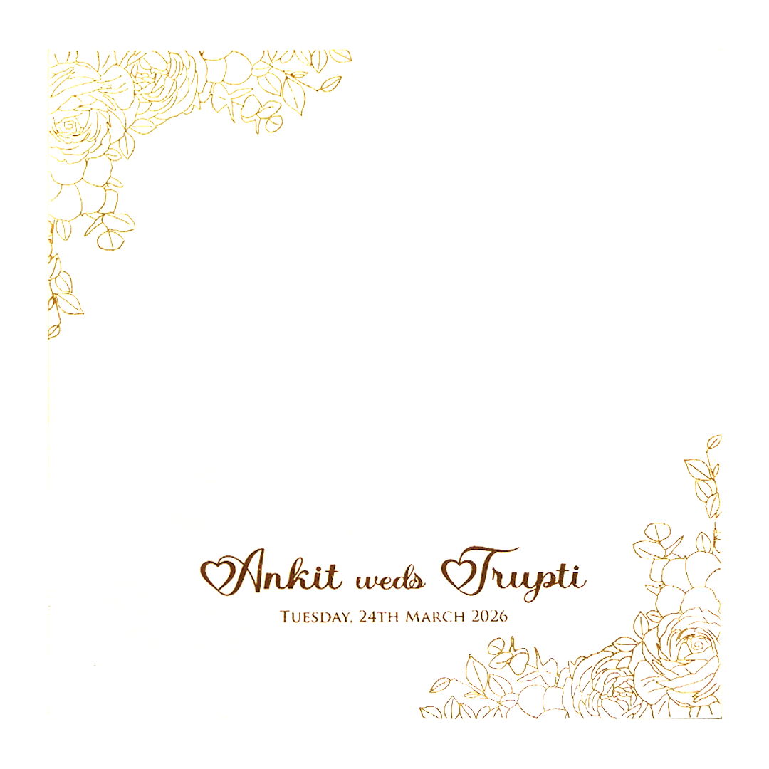 White Floral Minimalist Wedding Card-KPR06600