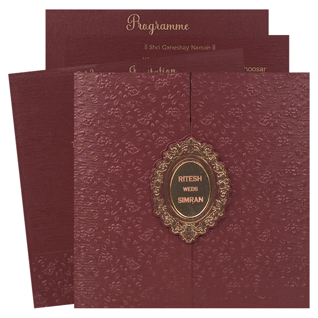 Red Floral Wedding Card-KSI65010