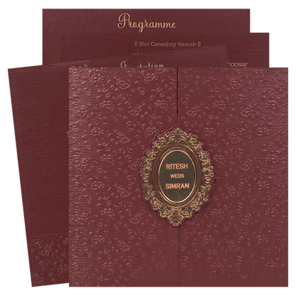 Red Floral Wedding Card-KSI65010