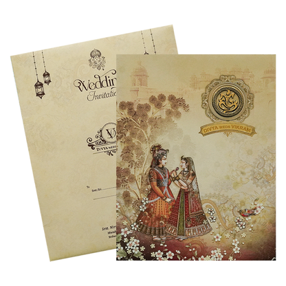 Royal Ganesha Couple Wedding Card-KNKJ1123