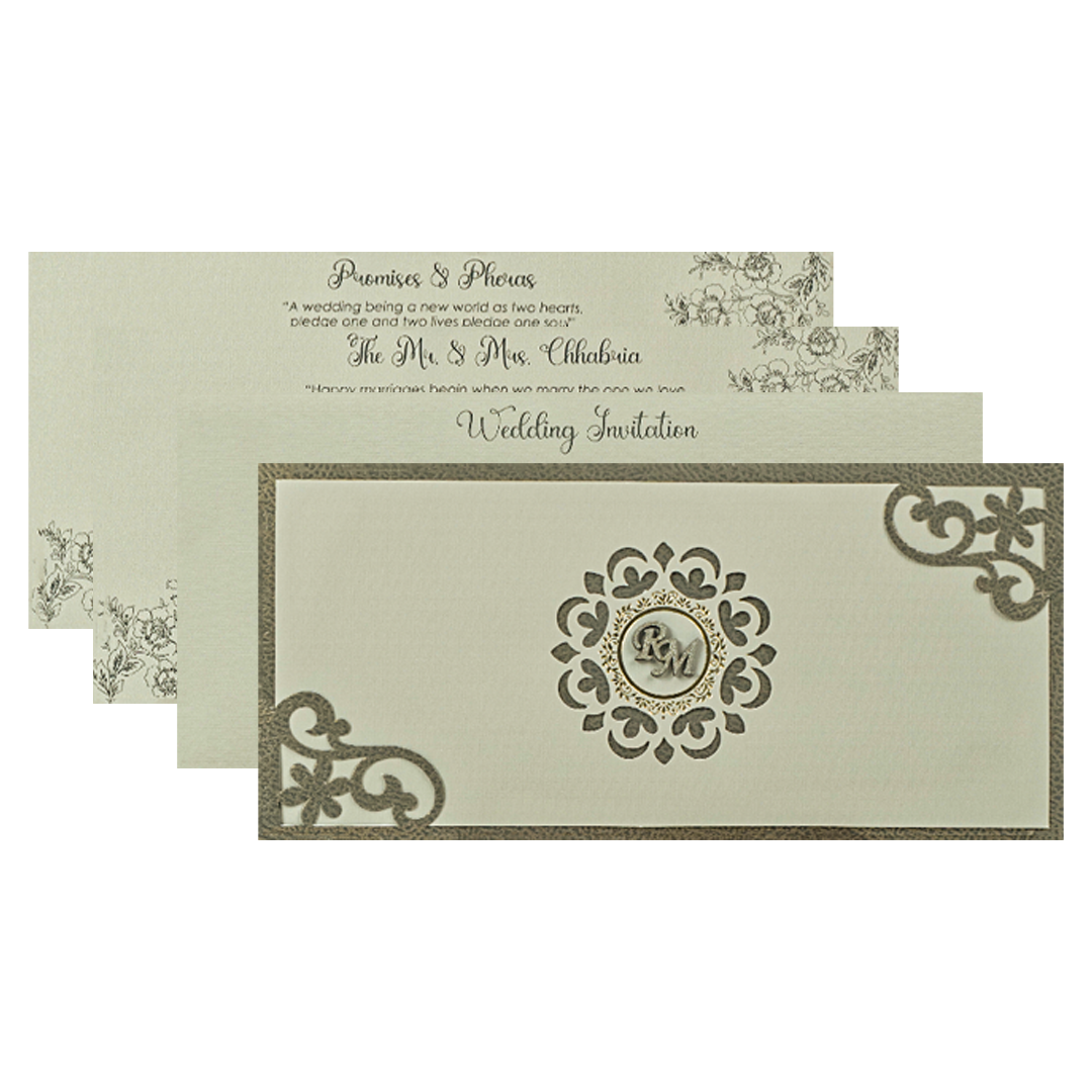Grey Mandala Wedding Card-KSI64880