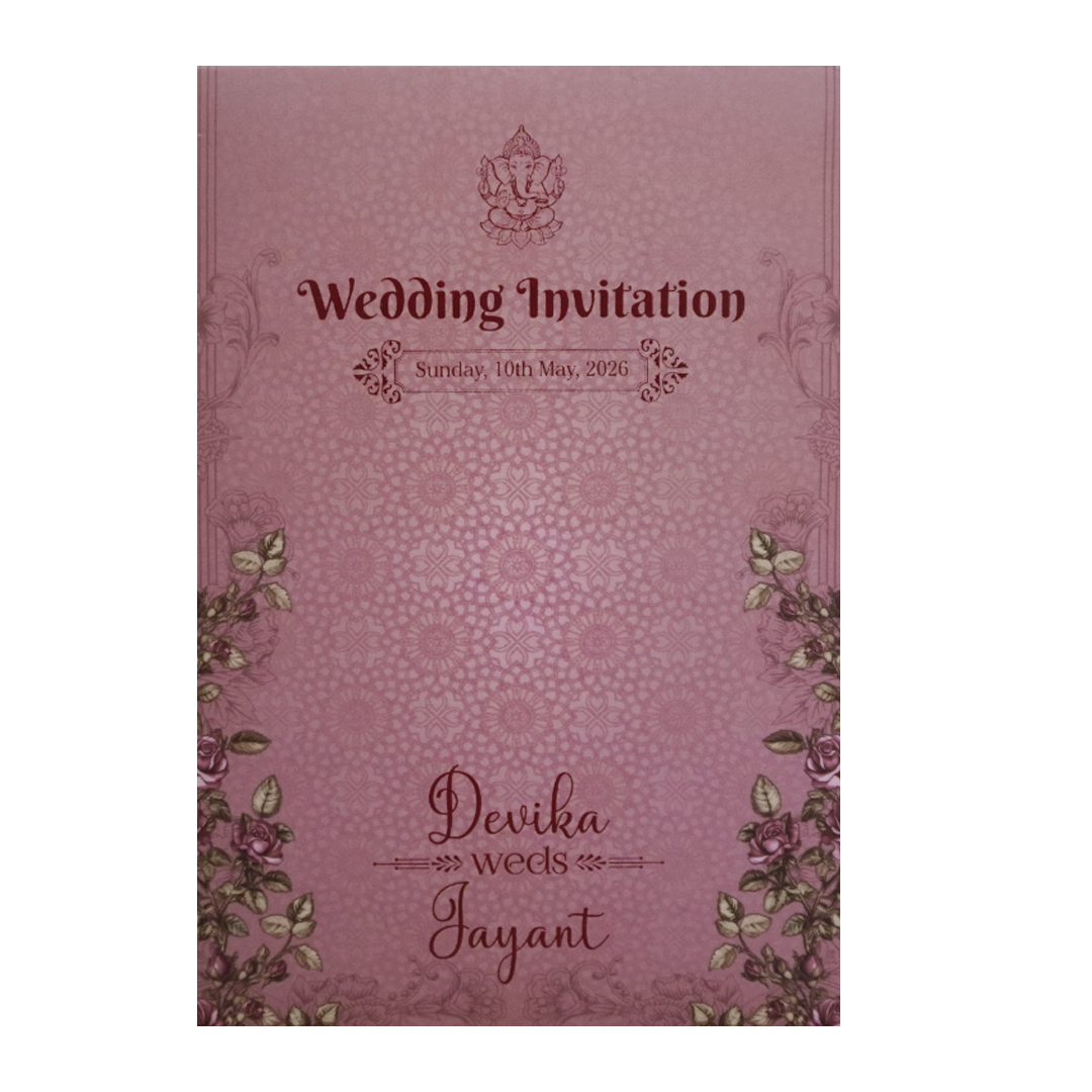 Little Purple Padded Embossed Floral Wedding Card - KVN07410