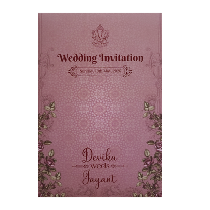 Little Purple Padded Embossed Floral Wedding Card - KVN07410