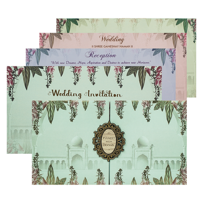 Check out Blue Taj Mahal Floral Padded Wedding Card at best price. ✅WhatsApp Support ✅Express Delivery.|King of cards.