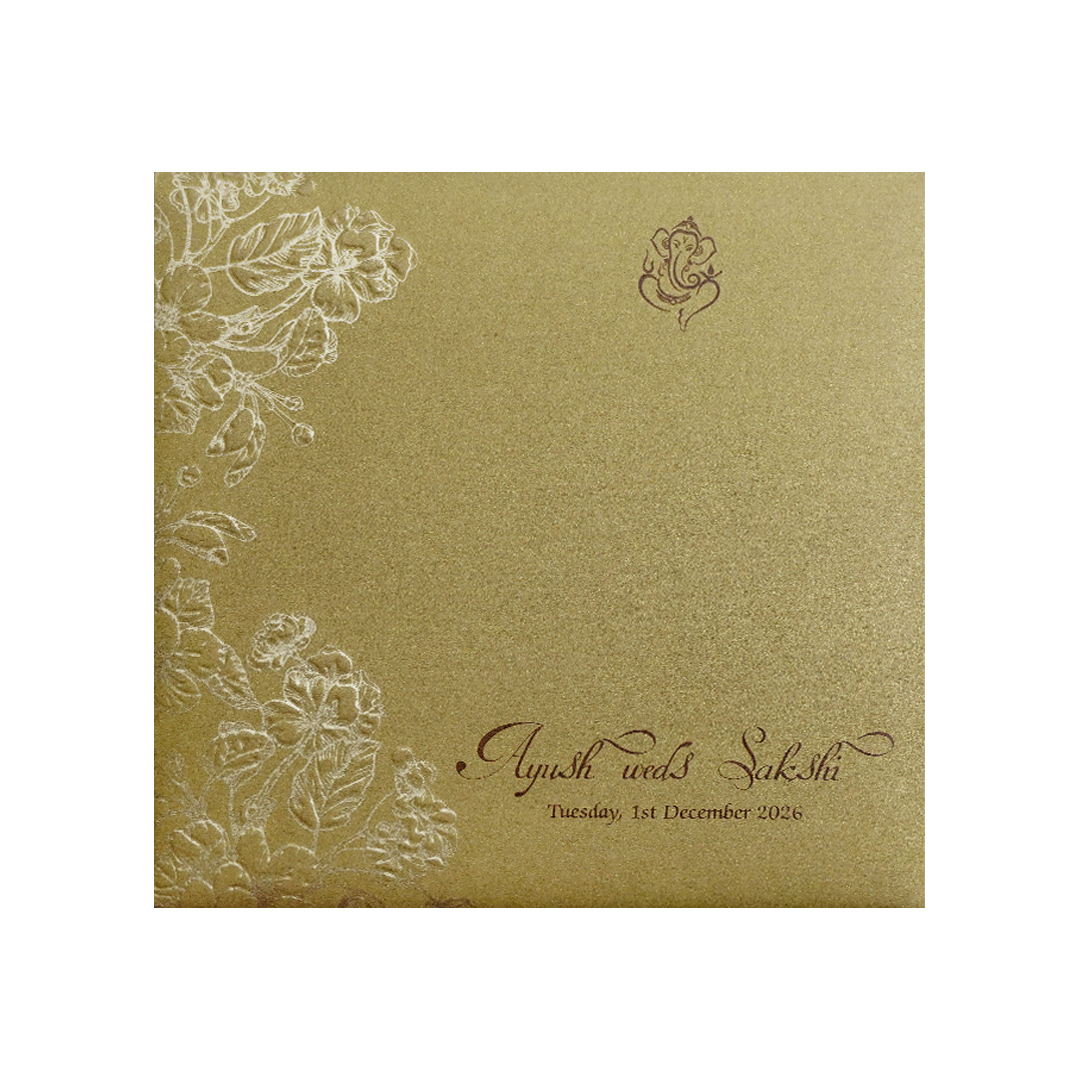 Metallic Gold Door Style Wedding Card-KPR06080