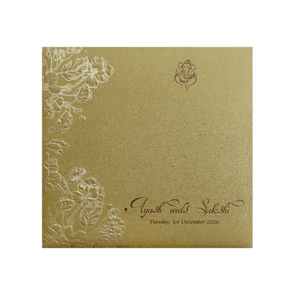 Metallic Gold Door Style Wedding Card-KPR06080