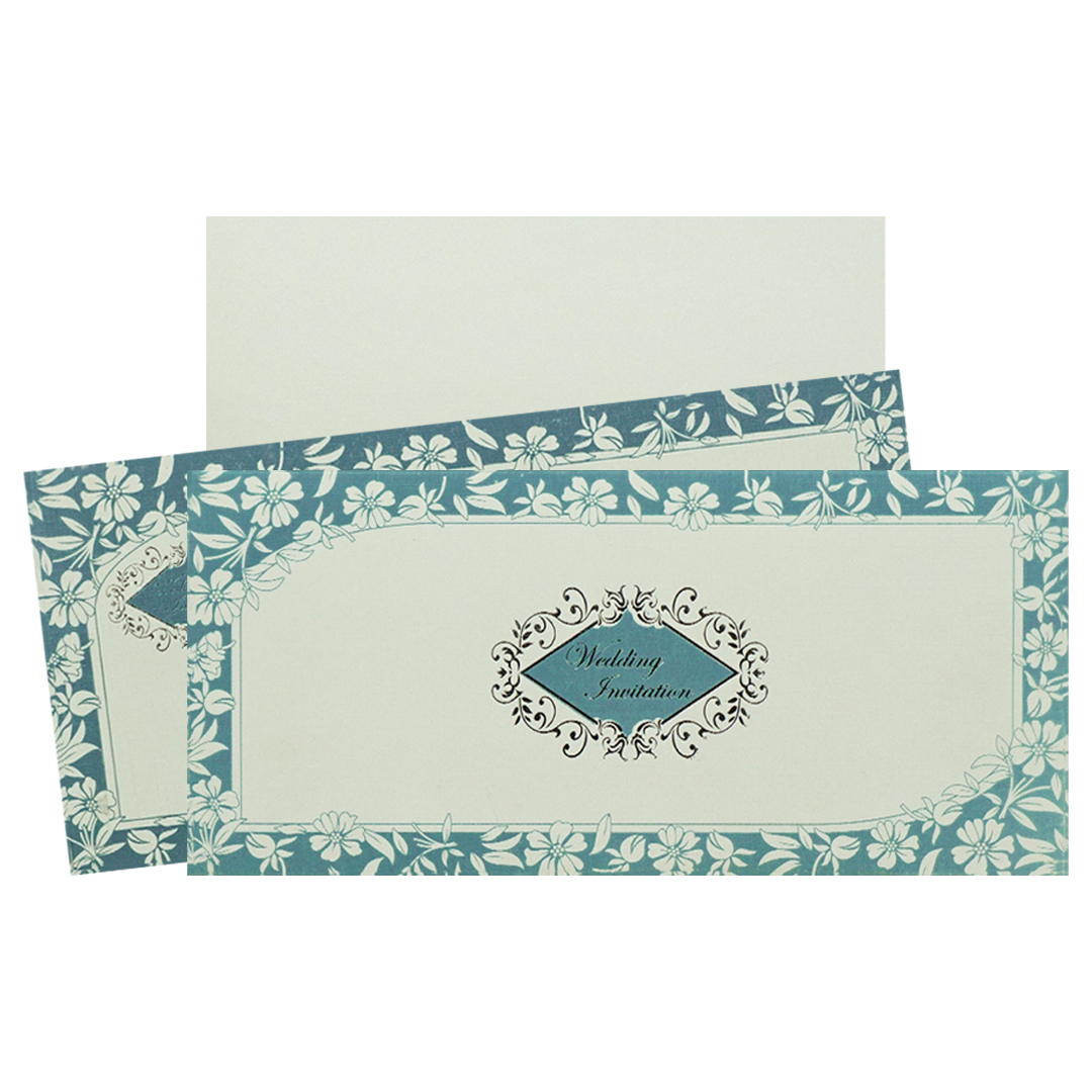 Blue White Floral Wedding Card-KNK2861