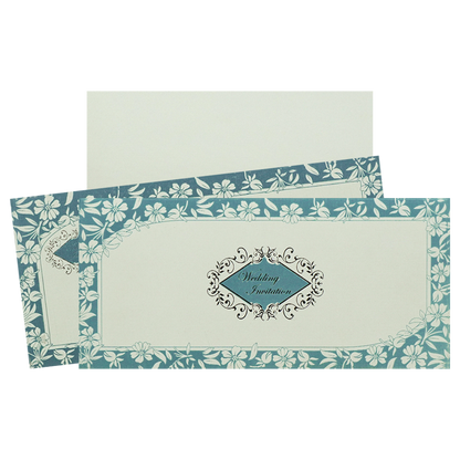 Blue White Floral Wedding Card-KNK2861