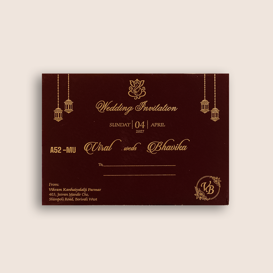 Maroon Floral Single Side Flap Marriage Invitation - KMARA520